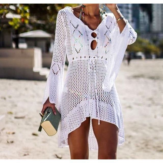 chinese dress ladies Bohemian Lace Deep V Neck Half Sleeves A Line Beach Wedding Dresses, Diamond White / 0 main image 1