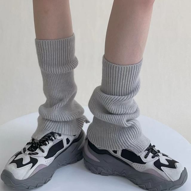 Rosesand-Plain Knit Leg Warmers