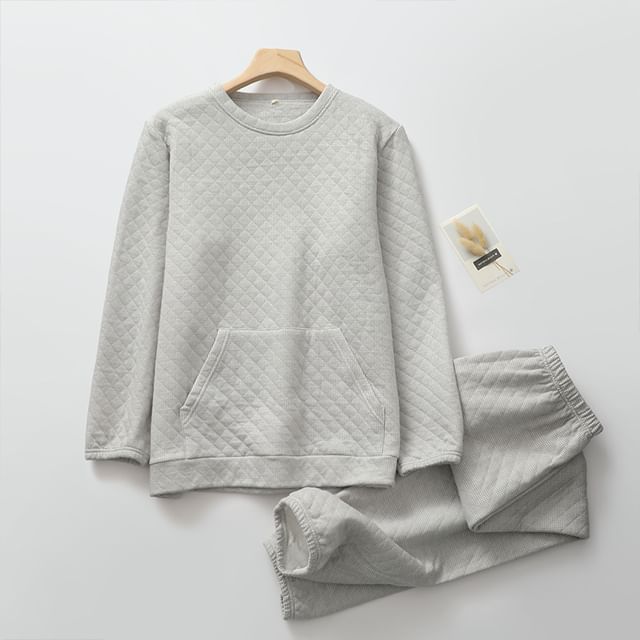 Dazzli-Pajama Set Long-Sleeve Crew Neck Houndstooth Top Pants