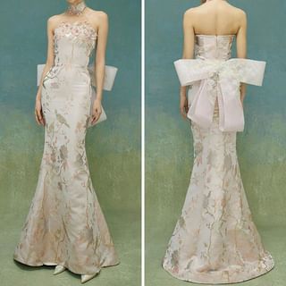 Fioridi Halter Floral Bow Back Mermaid Evening Gown Sale