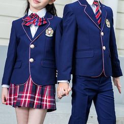 Snow Castle - Kids Contrast Trim Blazer / Dress Pants / Shirt / Vest / Skirt / Bow Tie / Set Snow Castle - Kids Contrast Trim Blazer / Dress Pants / Shirt / Vest / Skirt / Bow Tie / Set