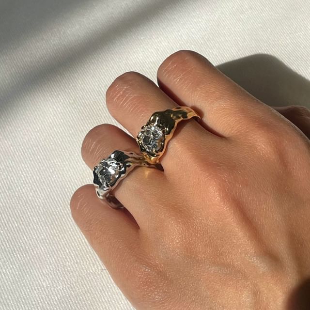 SeoulMall-Rhinestone Open Ring