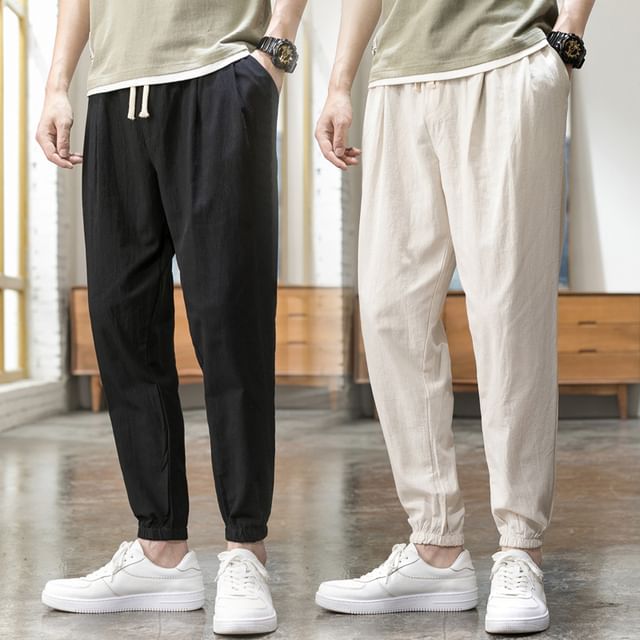 FORSETI-Mid Rise Plain Tapered Pants