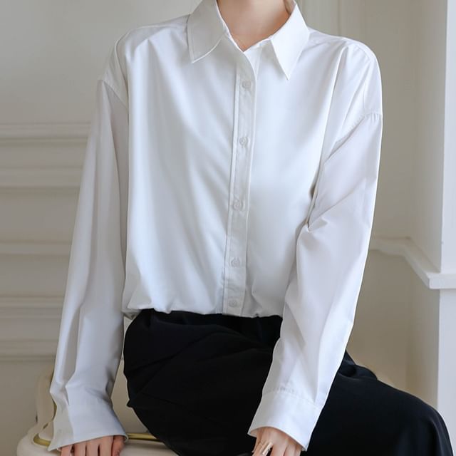 Dragan Pulse-Long Sleeve Collared Plain Shirt