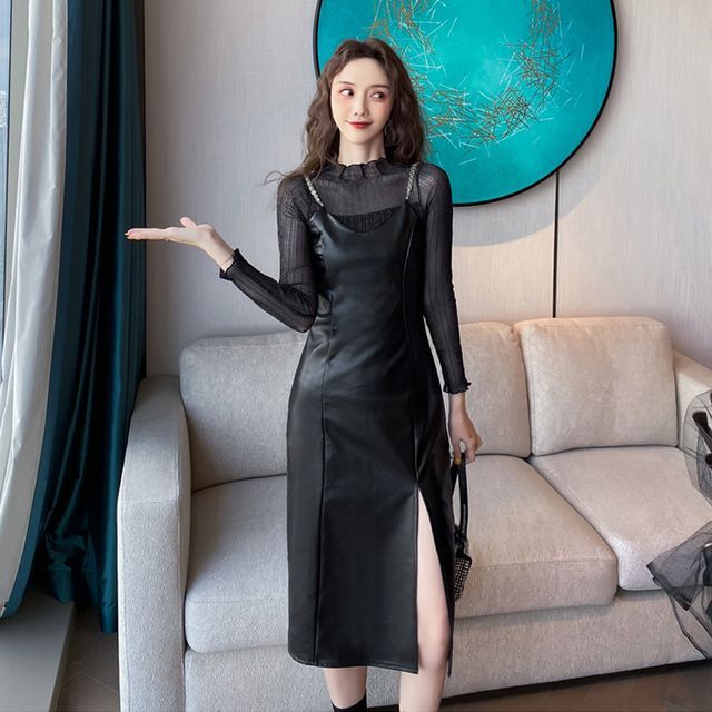 knee length dresses for ladies Women's Mesh with Dress Detachable 5 Strap Harness Belt main image 0