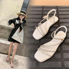 Martha(マーサ) - Rhinestone Lace Up Sandals Martha(マーサ) - Rhinestone Lace Up Sandals
