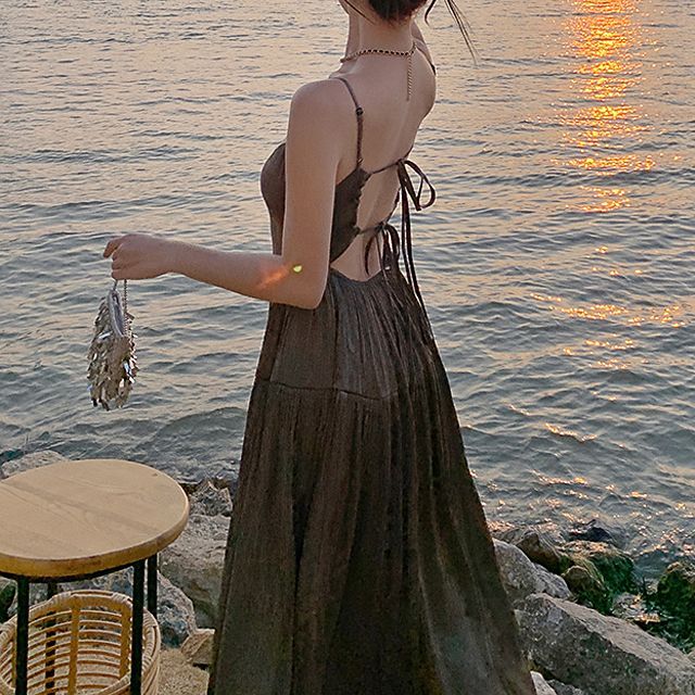spaghetti strap boho maxi dress PRETTYGARDEN Summer Dress for Women Floral Sundress Spaghetti Strap Fl main image 1
