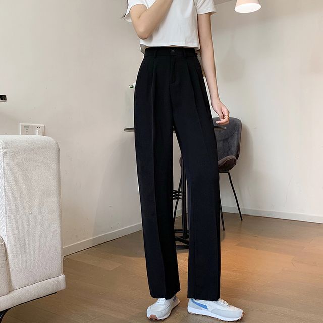 Yako - High Waist Loose Fit Dress Pants