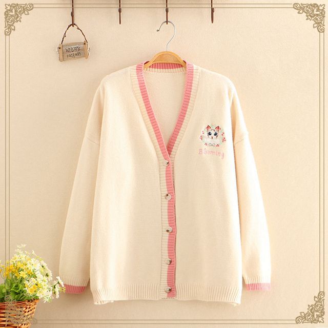 Kawaii Cute Cardigans Kawaii Flower Cardigan Sweater Women