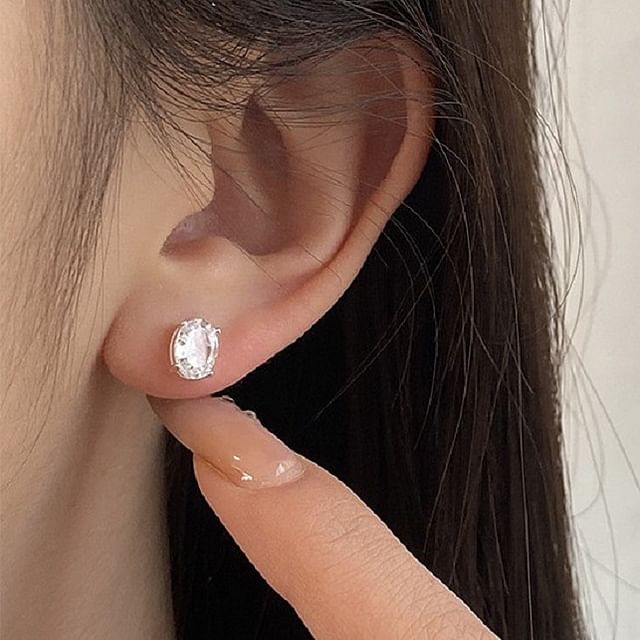 A-ROCH-S925 Sterling Silver Rhinestone Stud Earring