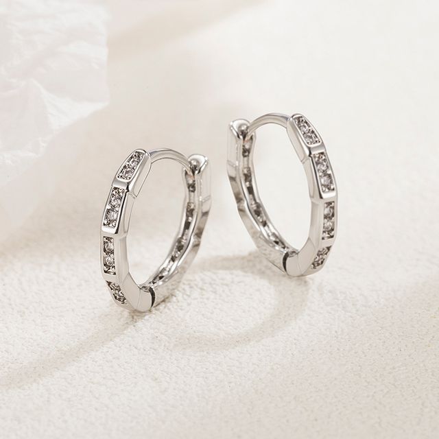 Forainer-Rhinestone Huggie Earring