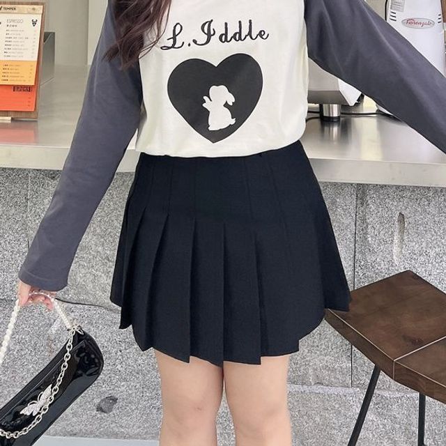 Telipino-High Rise Pleated Mini Skirt