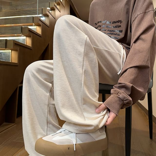 Posive-Mid Rise Plain Straight Leg Pants