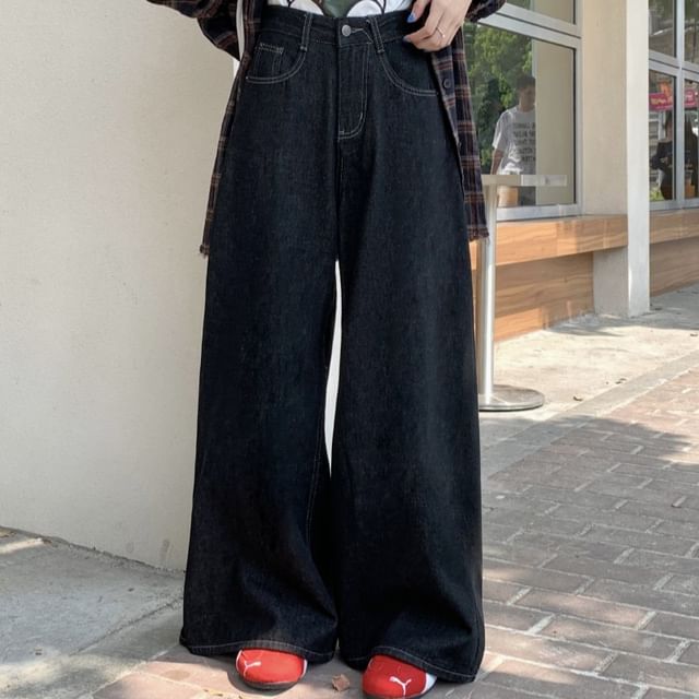Beem-High Waist Wide Leg Jeans