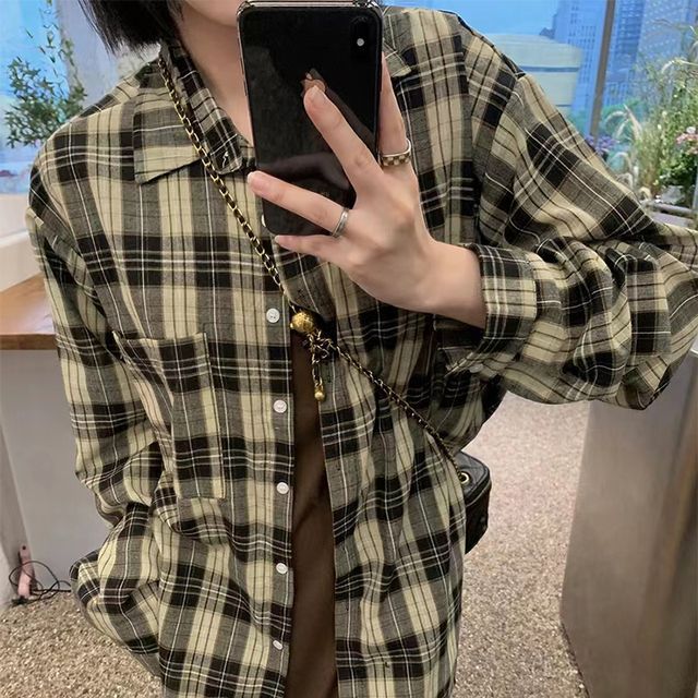 Everose-Long-Sleeve Plaid Shirt