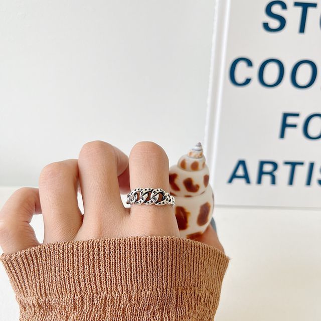 Forainer-Chain Sterling Silver Open Ring