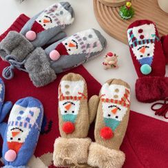 CloverCove - Christmas Fleece Lined Knit Mittens