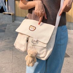 Shinshine - Teddy Bear Embroidered Crossbody Bag / Bear Charm Shinshine - Teddy Bear Embroidered Crossbody Bag / Bear Charm