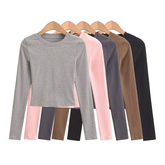 Hollahop-Long-Sleeve Crewneck Plain Tee
