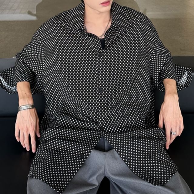 Freehop-34-Sleeve Dotted Shirt