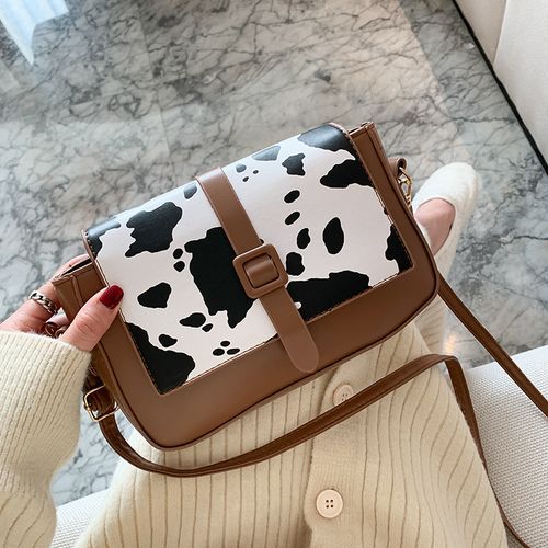 Cow Pattern Crossbody Bag, Faux Leather Shoulder Bag, Travel