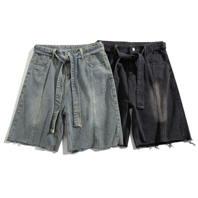 Yelmenor-Mid Rise Washed Denim Shorts