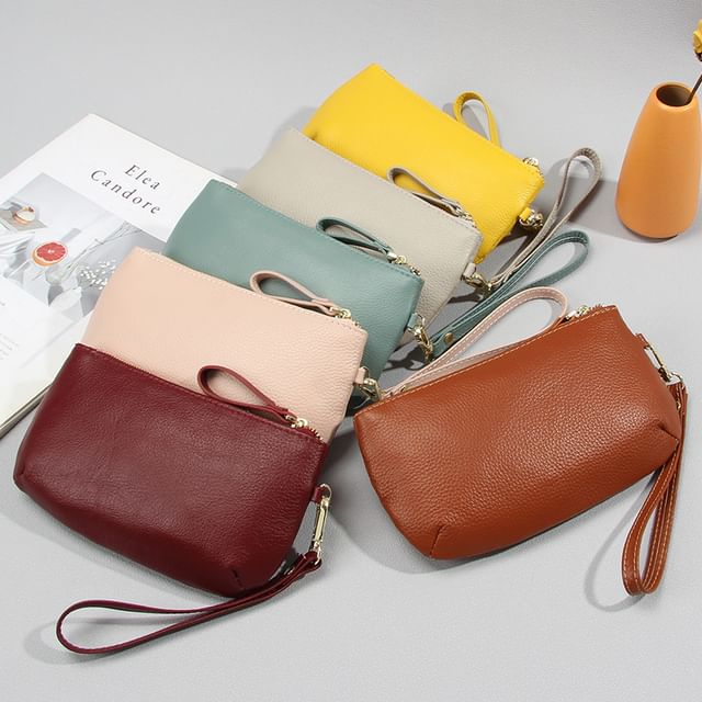 tablarosa-Zip Faux Leather Wristlet