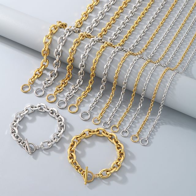 Tenri-Plain Chain Bracelet Necklace