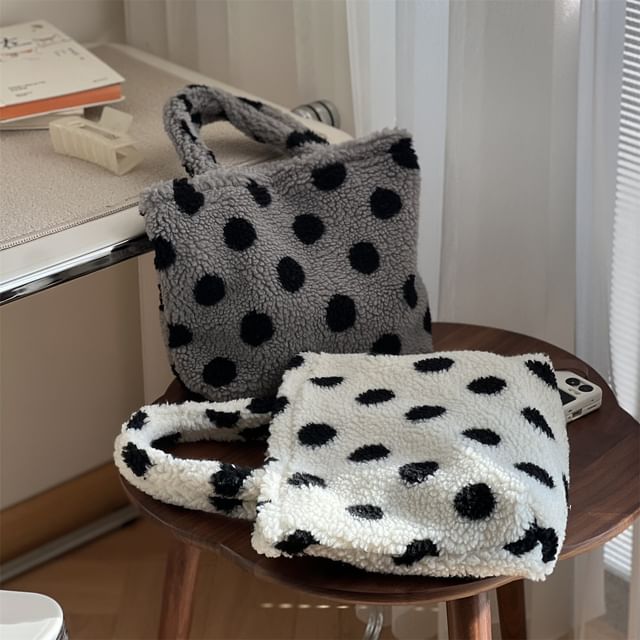 Basaran-Dotted Faux Shearling Shoulder Bag