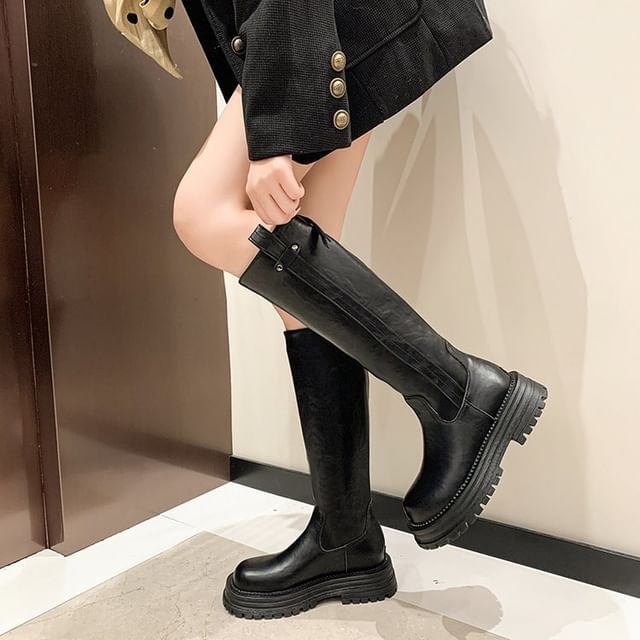 Vindler-Platform Plain Tall Boots