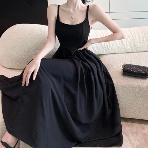 Shacos - Spaghetti Strap Plain Midi A-Line Dress | YesStyle