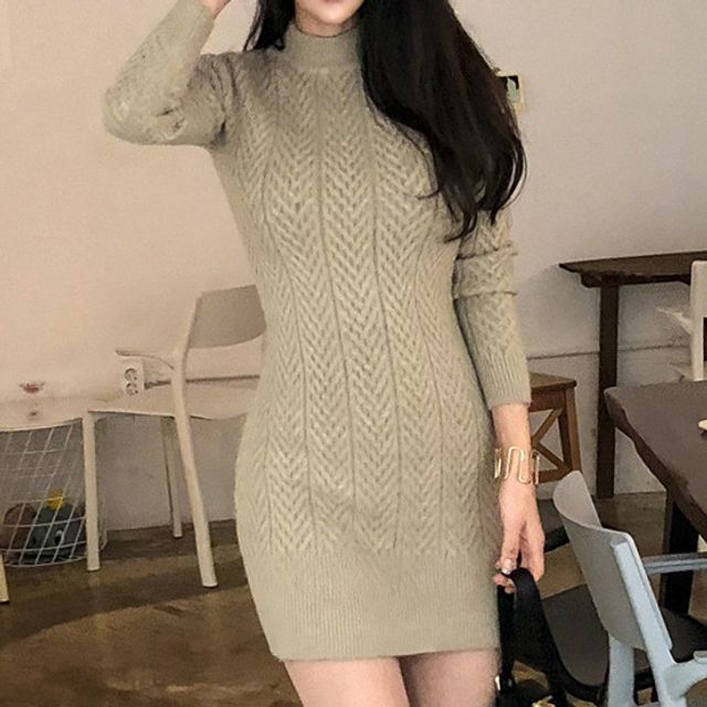 sweater dress mock neck