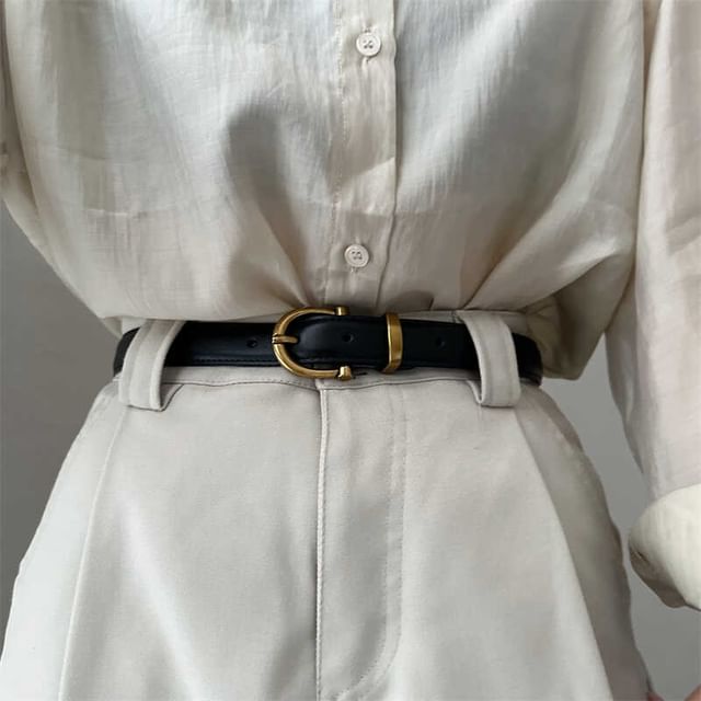 Rofuka-Faux Leather Thin Belt