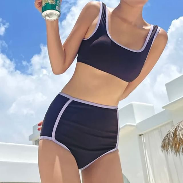 CUCURBIT-Set Contrast Trim Swim Top Bottom