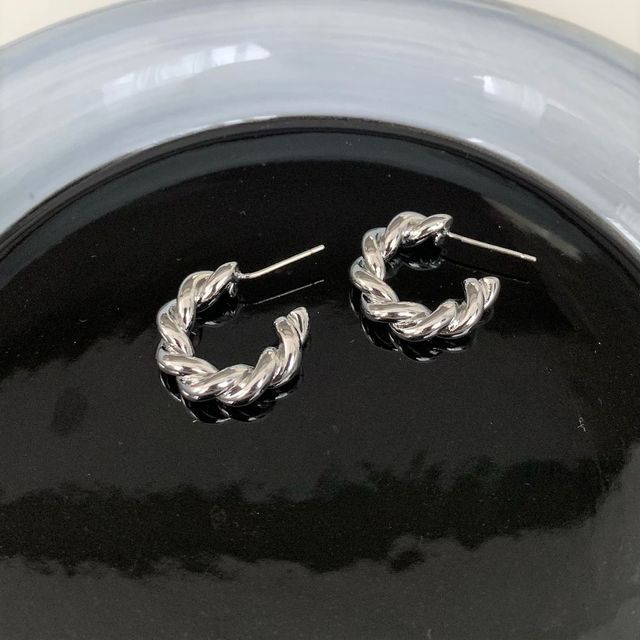 Seirios-Twisted Alloy Open Hoop Earring
