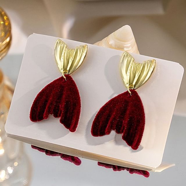 PANGU-Flocking Mermaid Tail Alloy Drop Earring