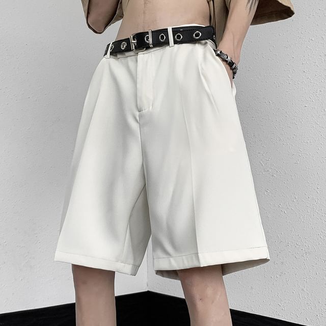 Nightbell-Mid Rise Plain Dress Shorts