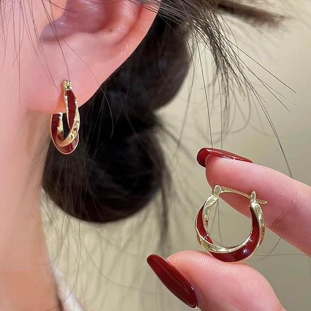 True Glam-Enamel Hoop Earring