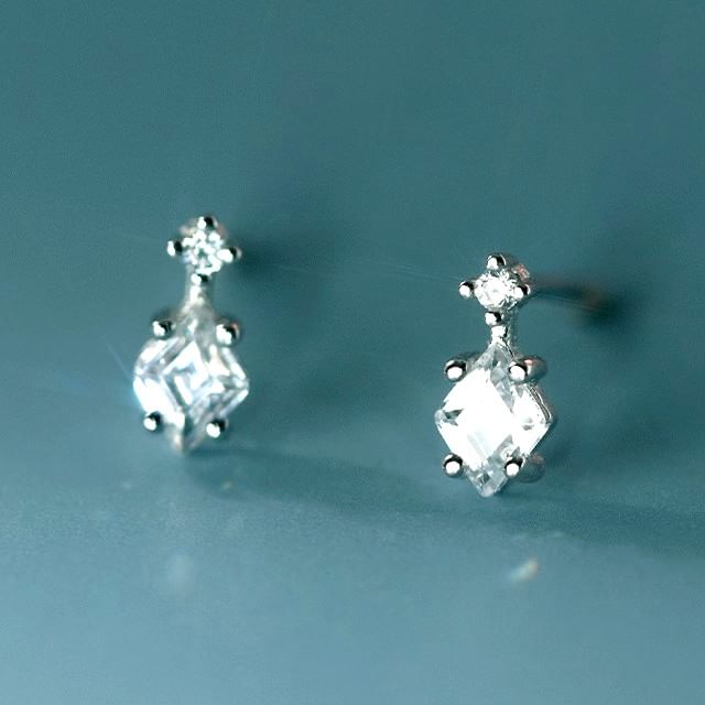 A-ROCH-Rhinestone Sterling Silver Drop Earring