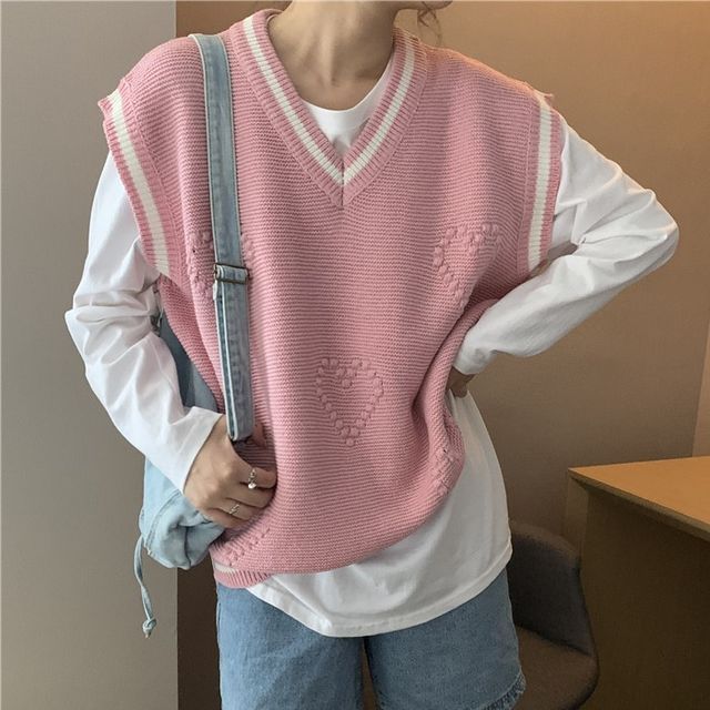 Pink Heart Sweater Vest Lazy Oaf Heart Red Sweater Vest