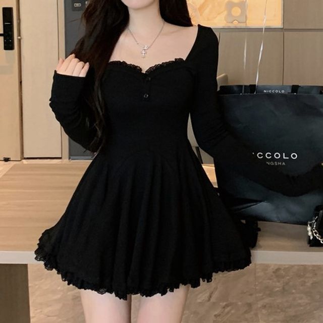 chinese dress ladies Princess Sweetheart Off Shoulder Sleeveless Long Black Lace Prom Dress