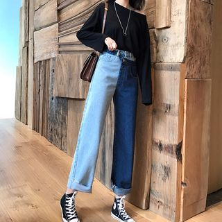 two tone wide leg pants