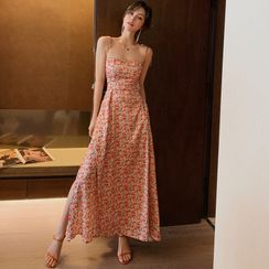 ZY·HT - Floral Strappy Midi A-Line Dress