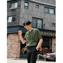 GERIO - V-Neck Summer Raglan Knit Top GERIO - V-Neck Summer Raglan Knit Top