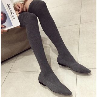 Niuna Pointy Toe Knit Sock Boots