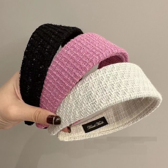 Jael-Plain Tweed Wide Headband
