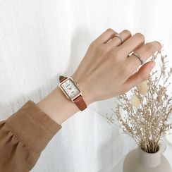 ONAJI - Rectangle Faux Leather Strap Watch ONAJI - Rectangle Faux Leather Strap Watch