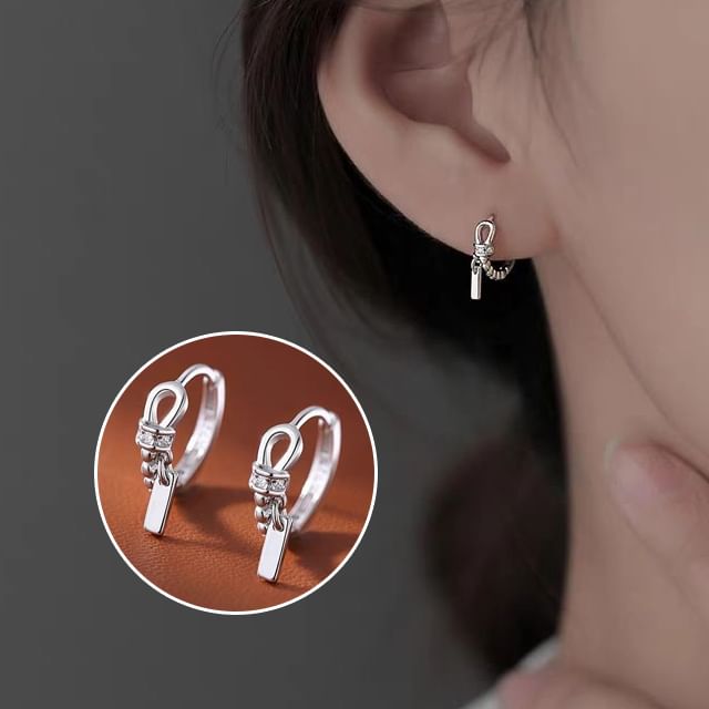 Halfla-Sterling Silver Knot Hoop Earring