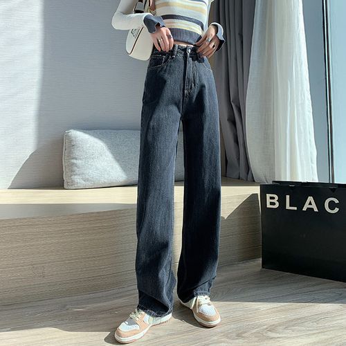 High Waist Washed Wide Leg Jeans (Various Designs)