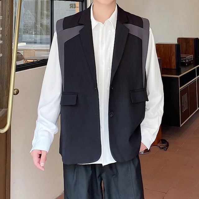 Bjorn-Striped Single-Breasted Vest